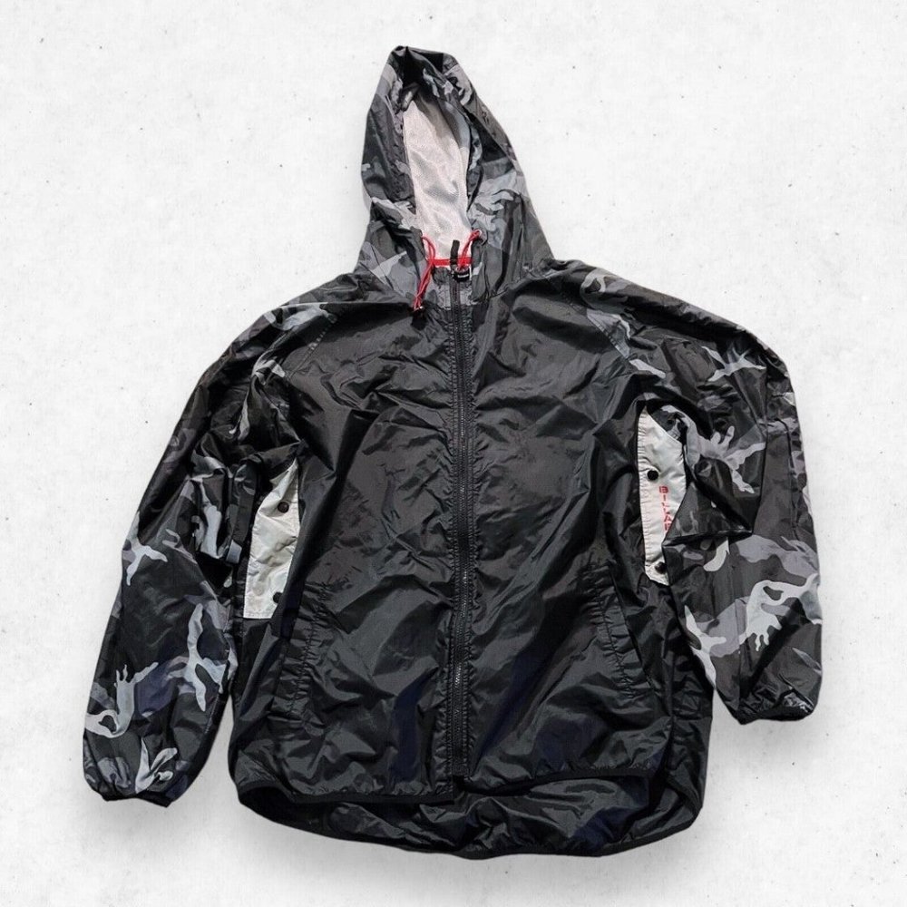 Billabong Jacket Mens XL Camouflage Black Gray Full Zip Windbreaker Hooded Nylon